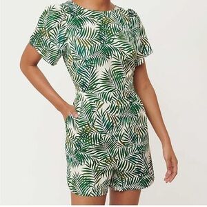 Loft Palm Tie Back Romper. Size LP. Tropical Vacation Cruise Honeymoon Resort